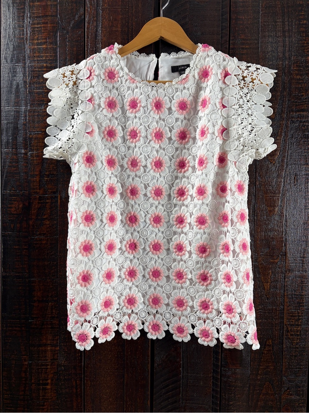 J.CREW Floral Embroidered Crochet Top NEW XS